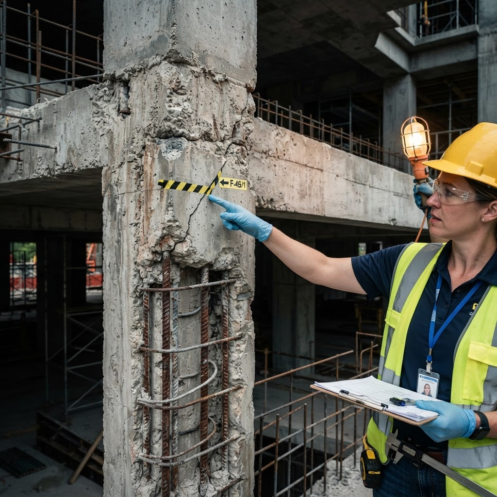 Pemeriksaan detail struktur beton bangunan